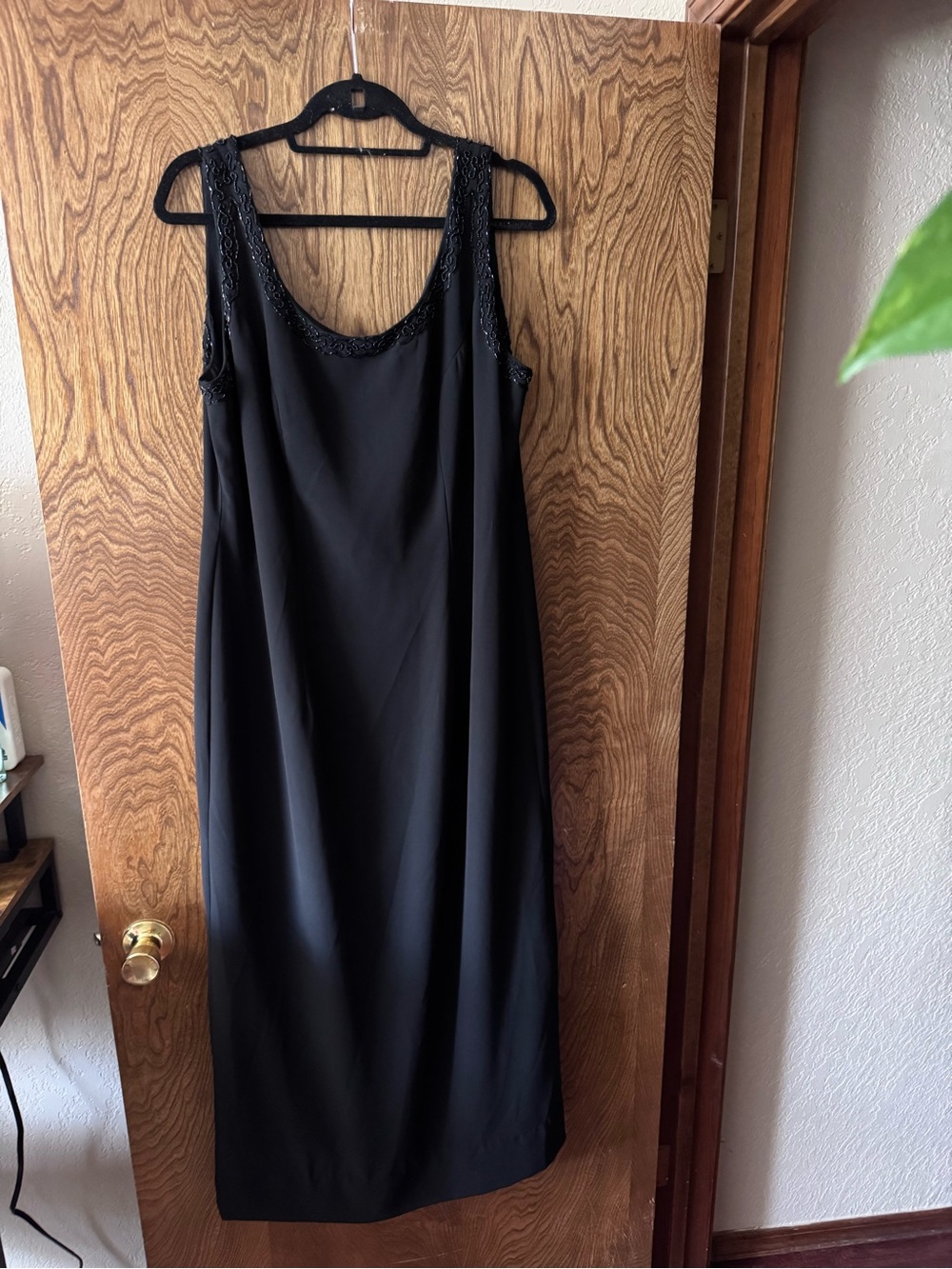 Black Beaded Midi Dress - Classic Sleeveless Slip